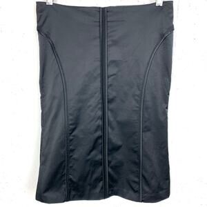 Marciano Womens Princess Seam Pleated Skirt Cotton Stretch Shiny Black Size 2